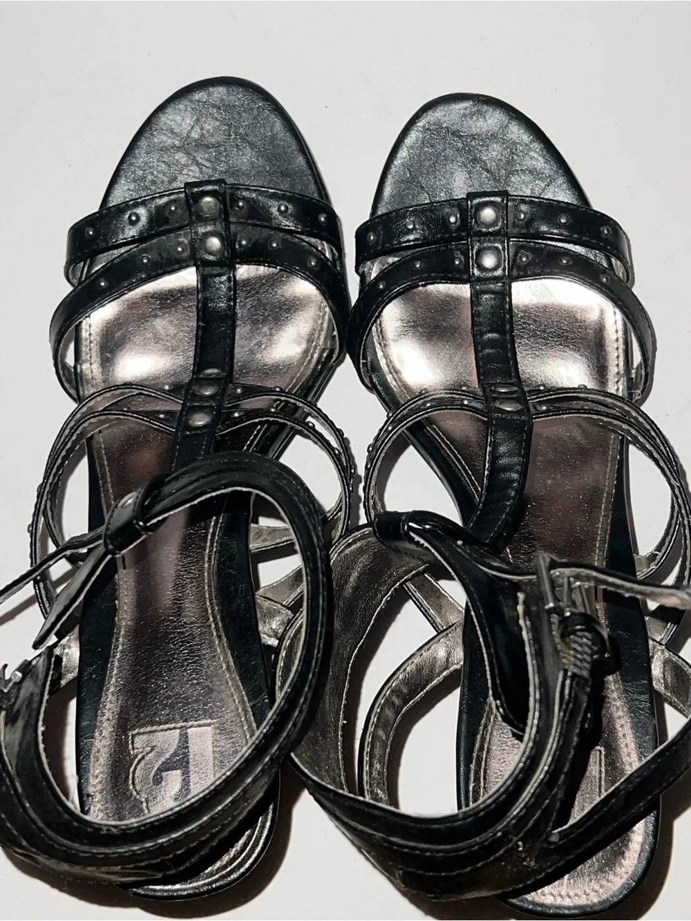 R2 Black Studded Strappy Heeled Sandals